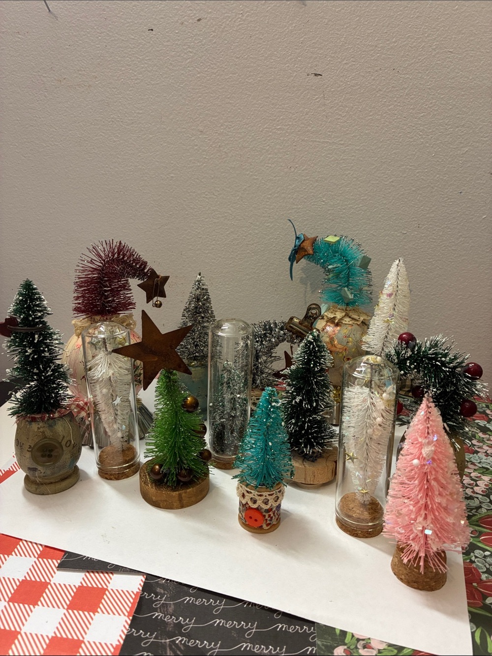 Assorted Bottle Brush Christmas Tree Holiday Decor - Multi-Color- 14